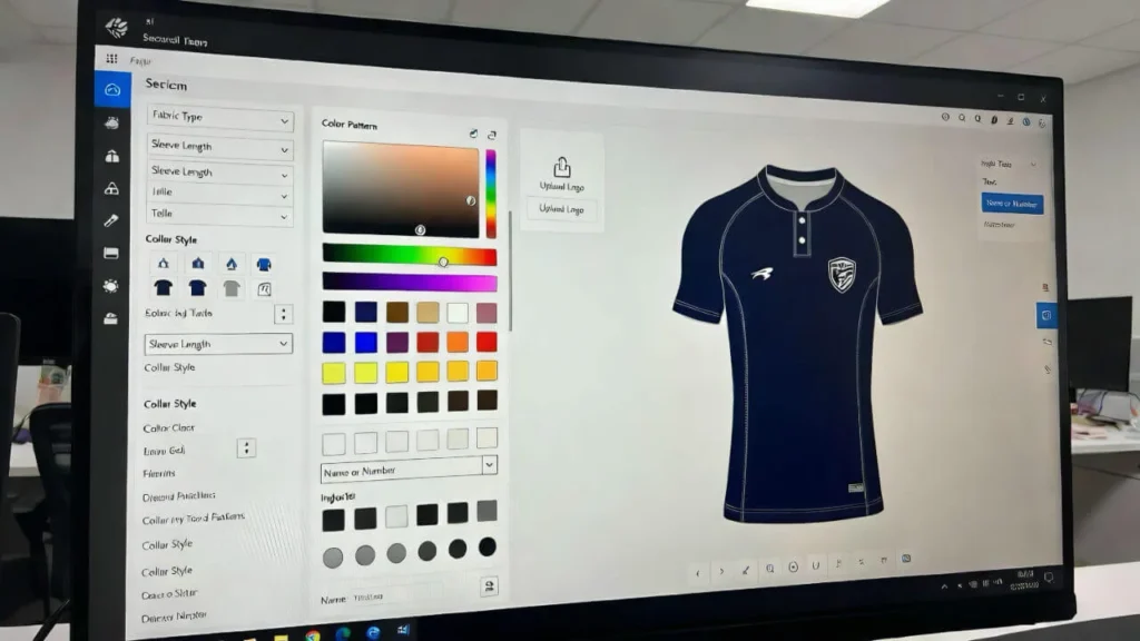 Online teamwear customization tool with real-time jersey design preview