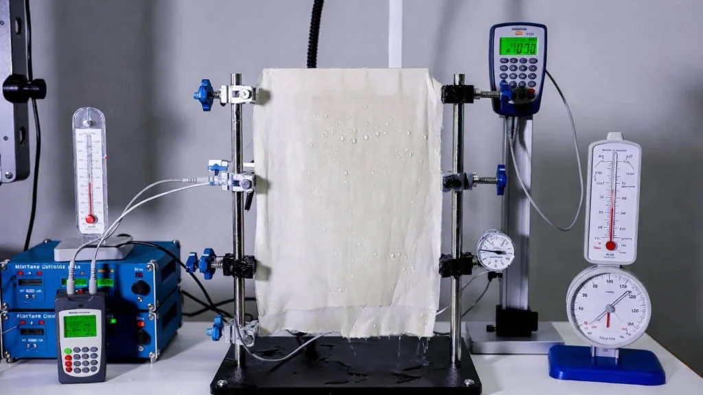 Laboratory testing of moisture-wicking fabrics measuring absorption and drying performance