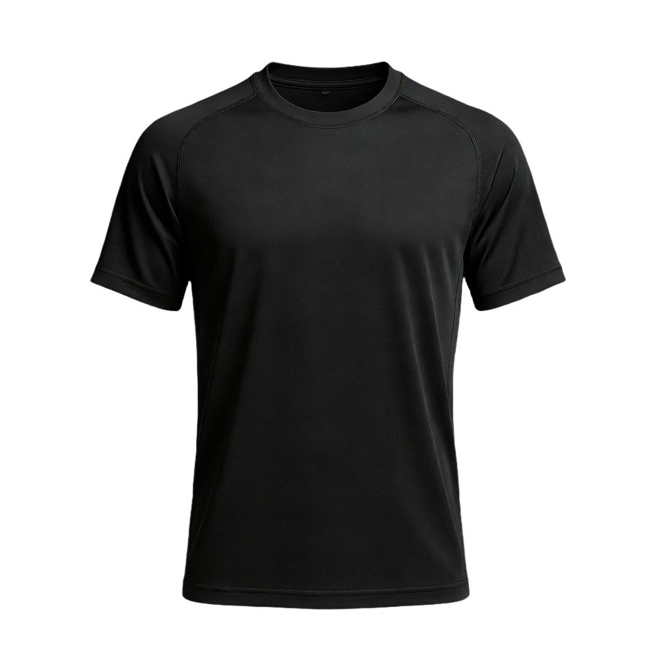 Custom short-sleeve training T-shirt manufactured with breathable performance fabric for activewear brands.
