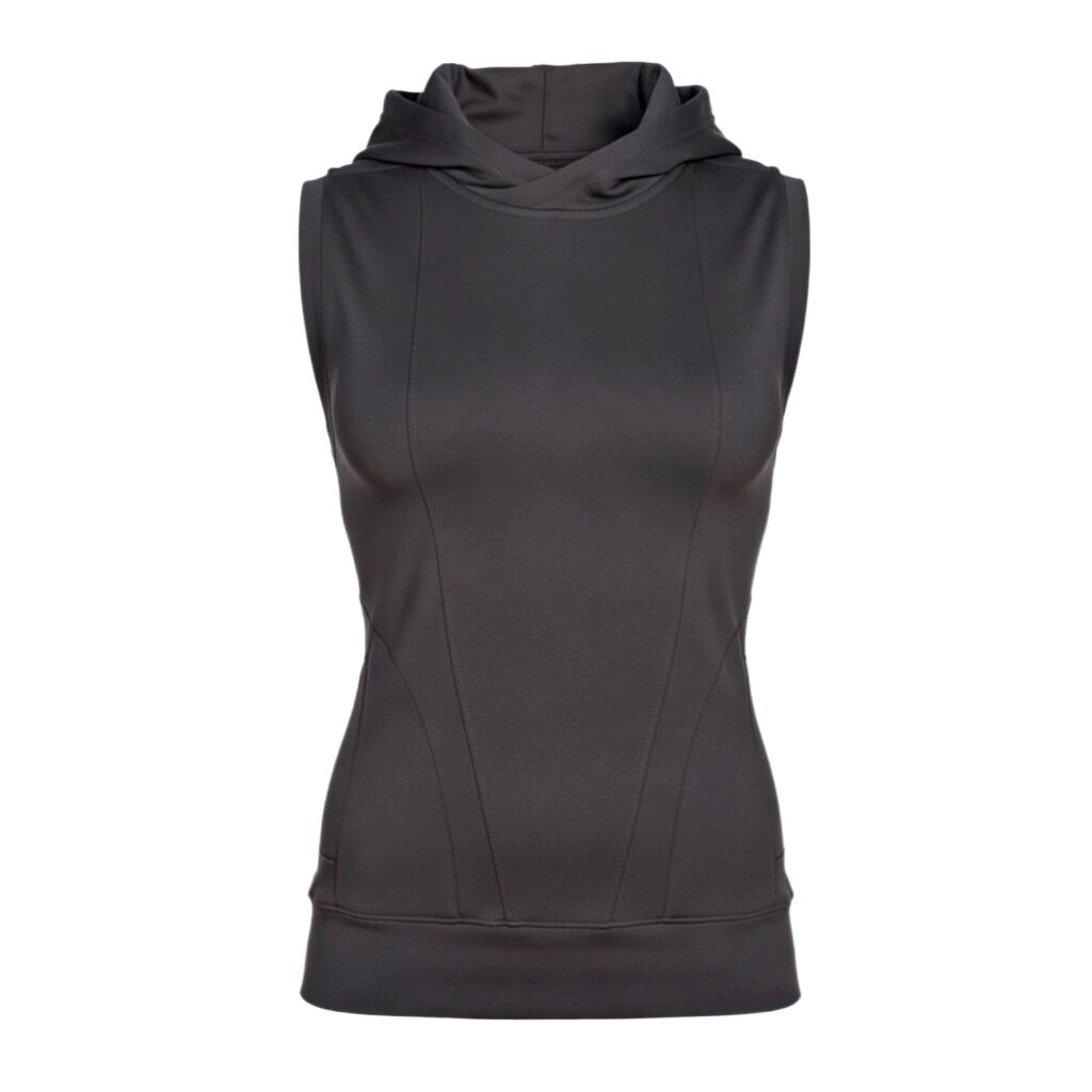 Custom sleeveless pullover hoodie manufactured with breathable fabrics for activewear and fitness brands.
