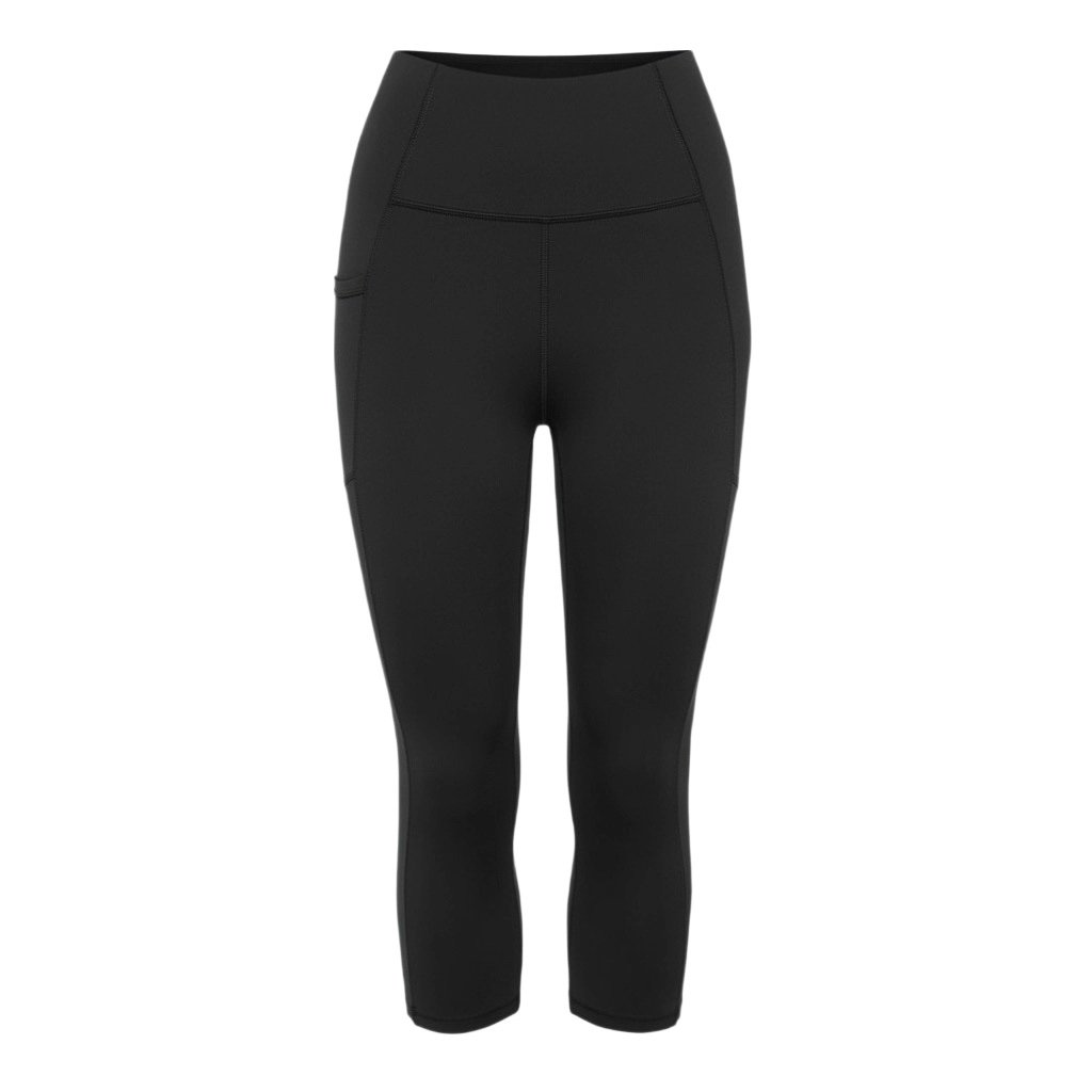 Custom capri leggings manufactured with breathable stretch fabric for yoga and fitness brands