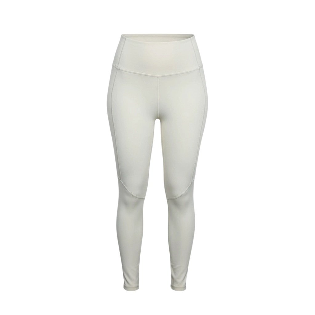Custom high-waist full-length leggings manufactured with squat-proof stretch fabric for activewear brands.