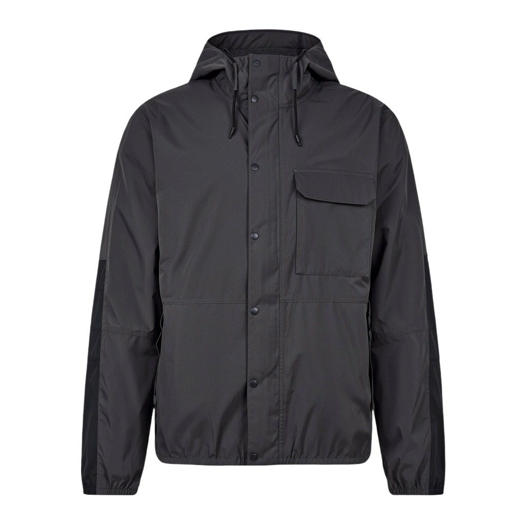 Custom waterproof windbreaker manufactured with water-resistant shell fabric for activewear brands.
