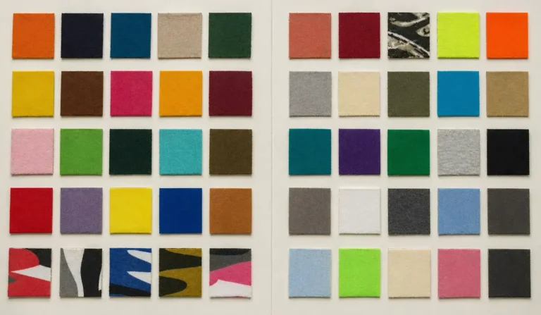 Color chart of fleece and terry fabric used in everyday apparel manufacturing by Hesson Apparel