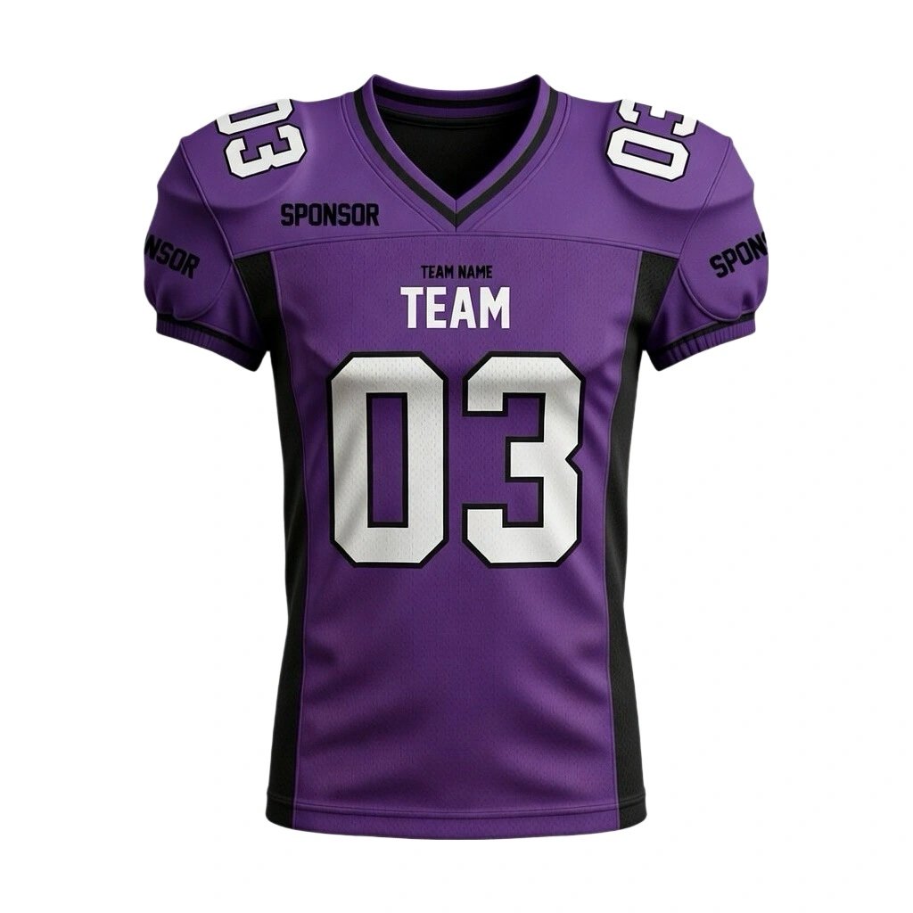 Custom Sublimated American Football Jersey manufactured with performance fabrics for american football teams and sportswear brands.