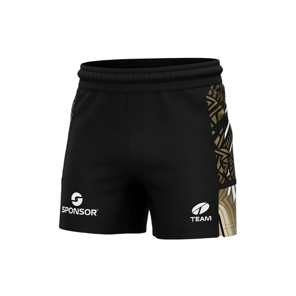 Custom Performance Rugby Shorts manufactured with performance fabrics for rugby teams and sportswear brands.