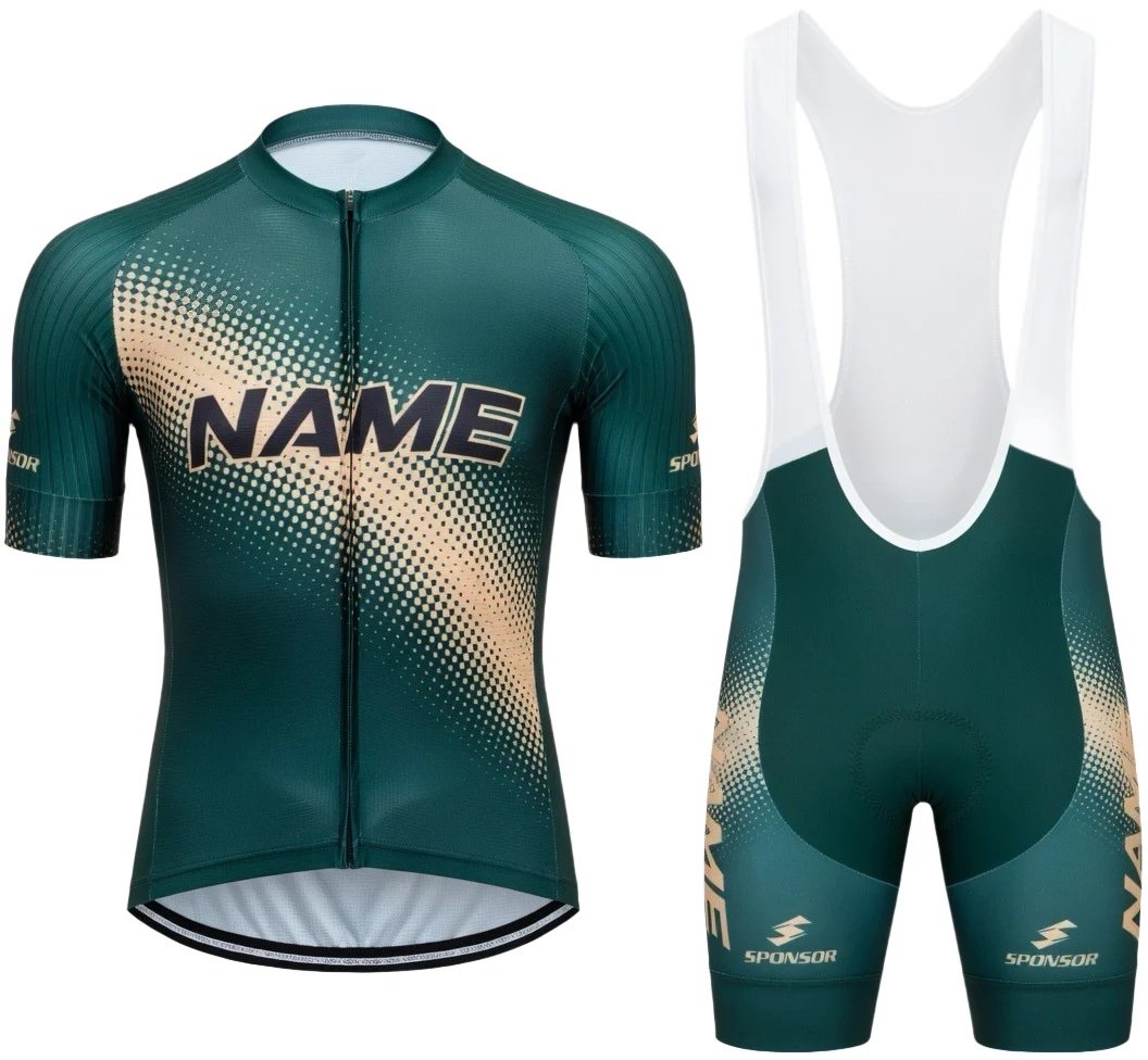 Premium cycling kit manufactured with aero jersey and bib shorts for race teams and cycling brands.