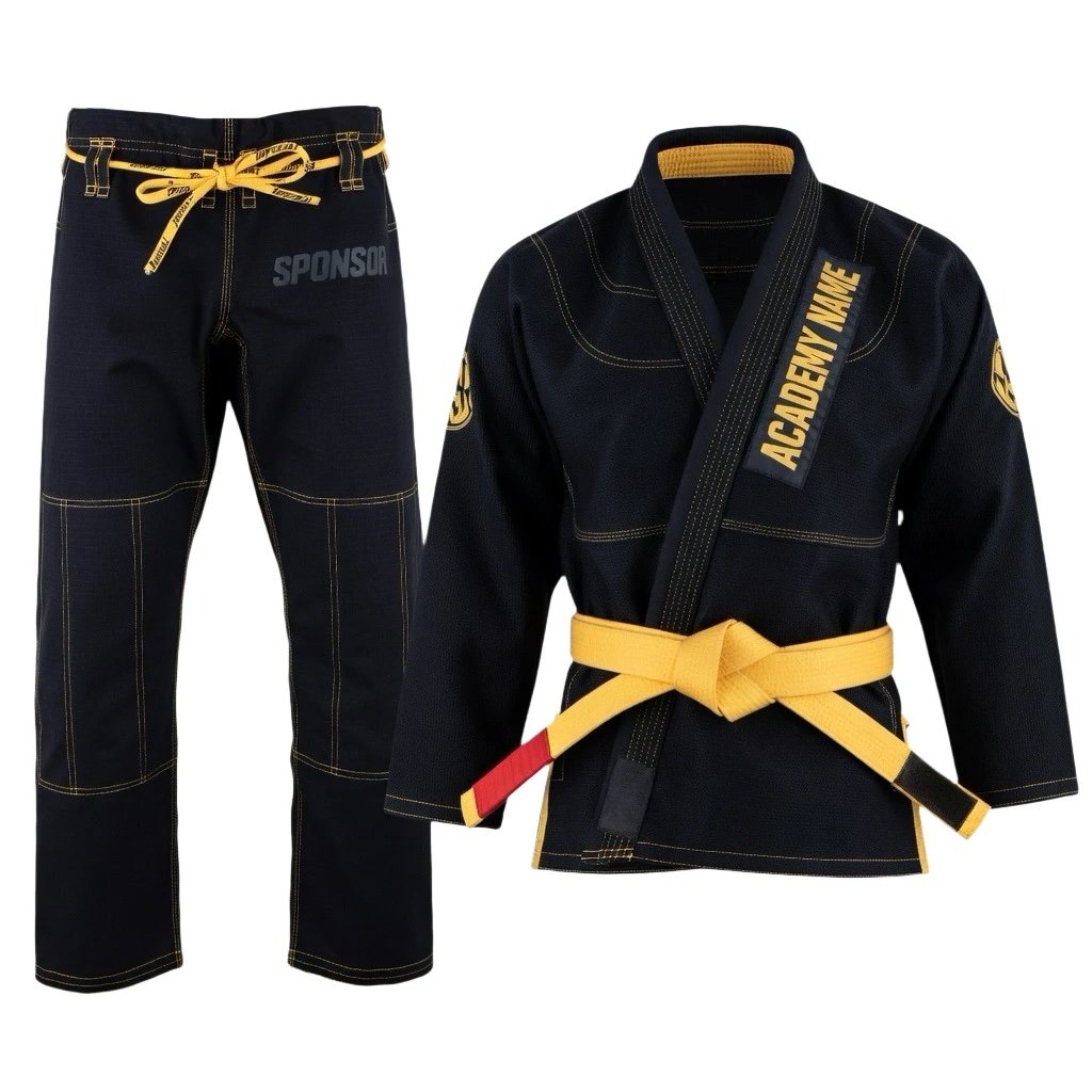 Custom Brazilian Jiu-Jitsu gi manufactured with reinforced grappling fabric for academies and martial arts brands.