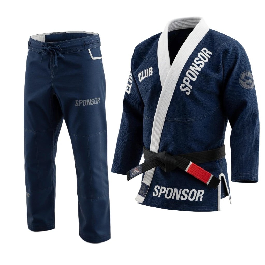 Custom professional judo gi manufactured with heavyweight reinforced fabric for clubs and martial arts brands.