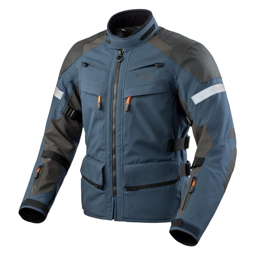 Custom touring motorbike jacket manufactured with weather-resistant fabric for motorcycle apparel brands.