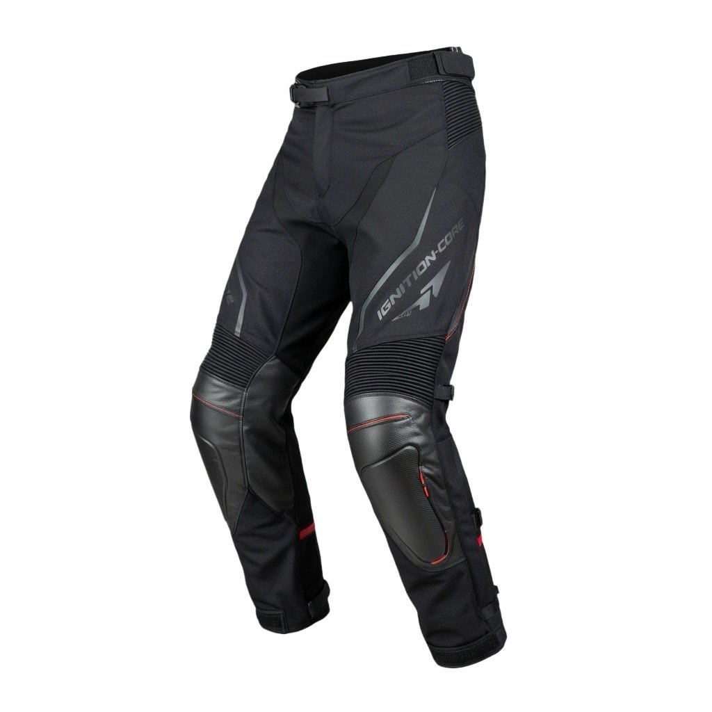 Custom performance motorbike riding pants manufactured with reinforced panels and ergonomic rider fit.