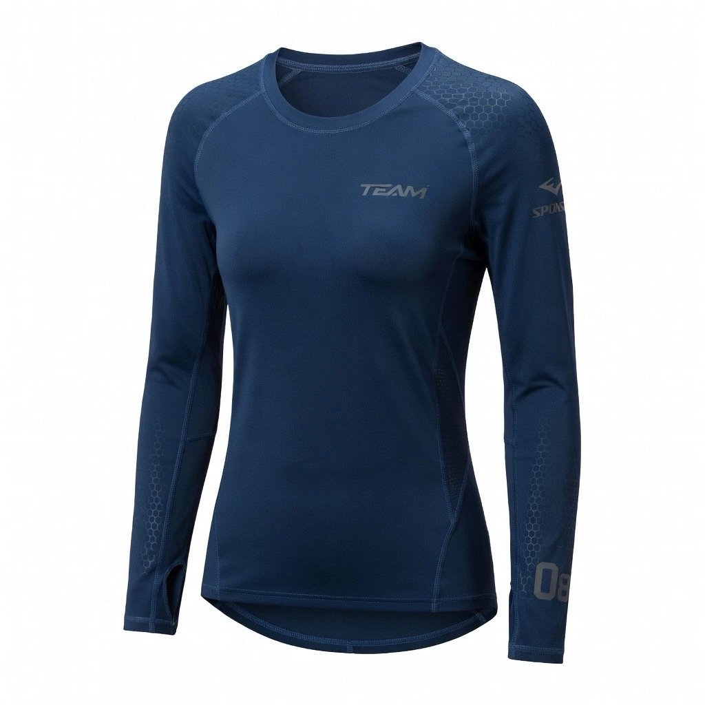 Custom long sleeve training top manufactured with breathable stretch fabric for teams and sportswear brands.